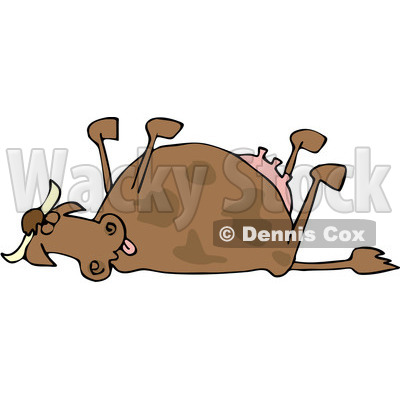 Royalty Free  Rf  Clipart Illustration Of A Dead Cow With Her Legs Up