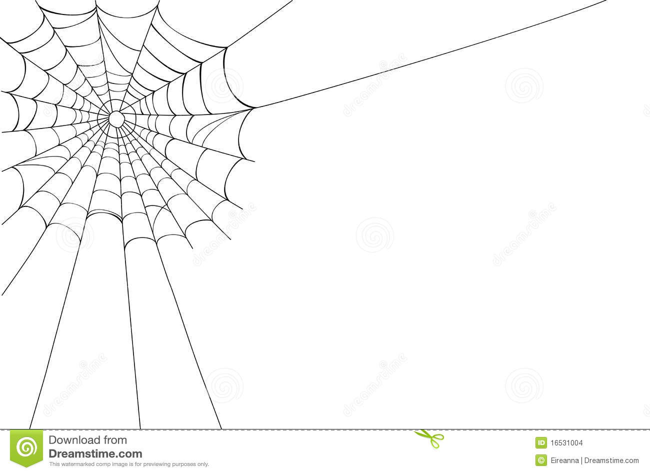 Creepy Spider Web In The Corner  Isolated Over White Background With
