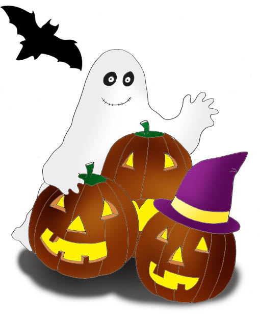 Halloween Clip Art Ghost Bat Pumpkins