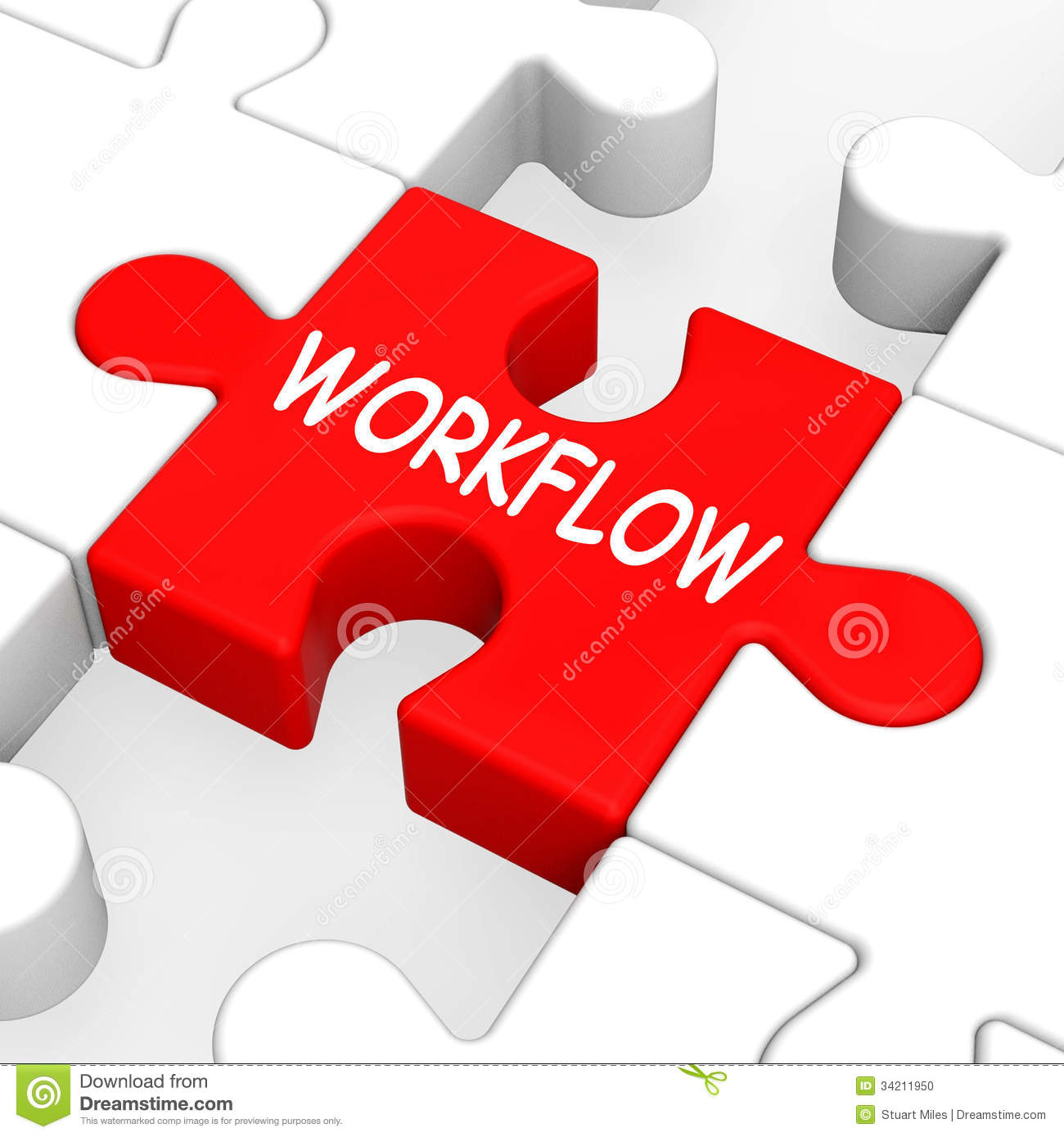 Workflow Puzzle Showing Process Flow Or Procedure