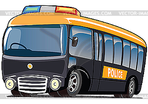 Police Mini Bus   Vector Clipart