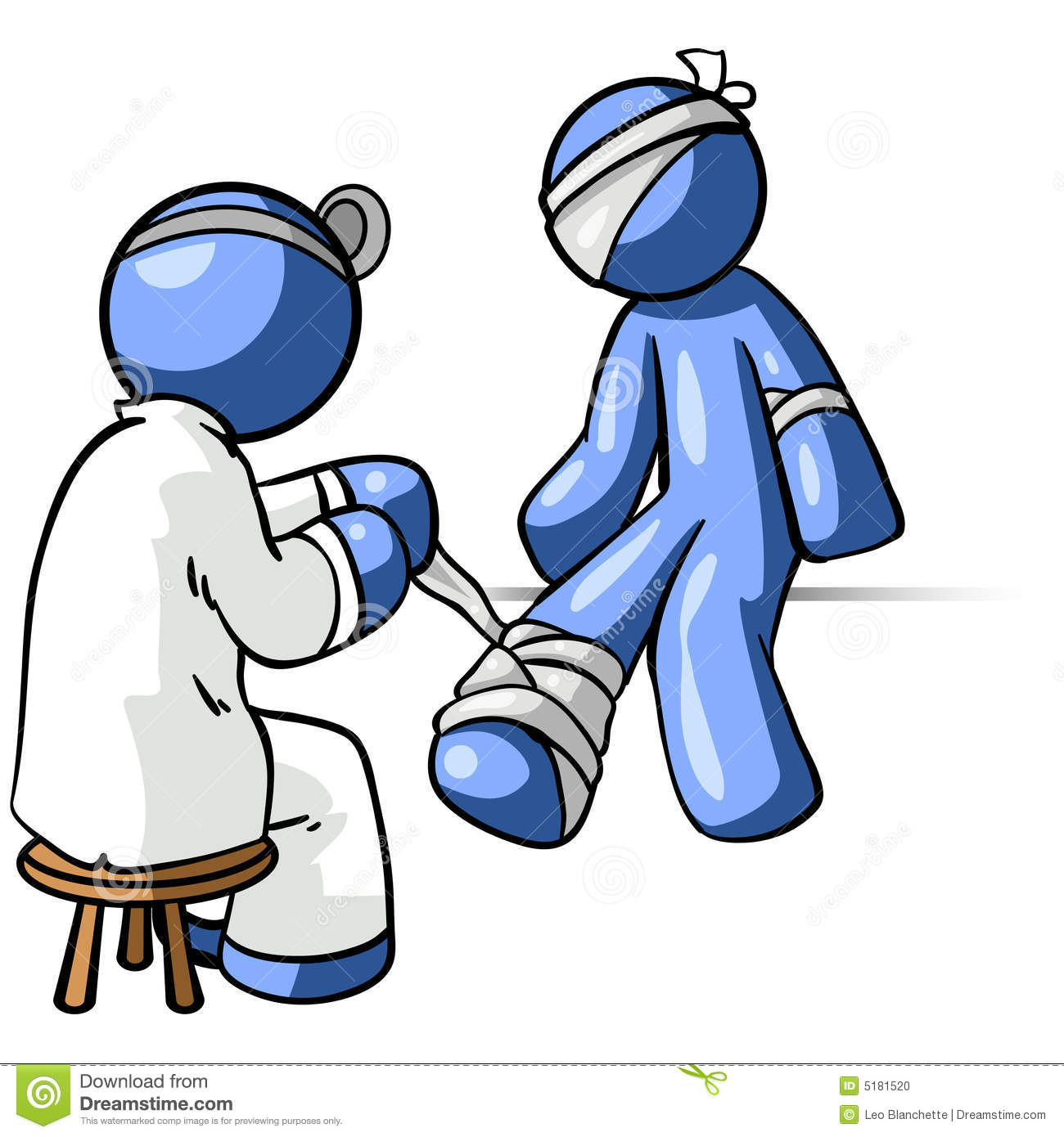 An Illustration Of Blue People Consisting A Doctor Treating His