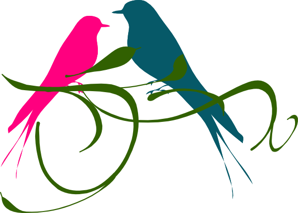 Love Birds Pink And Teal Clip Art At Clker Com   Vector Clip Art