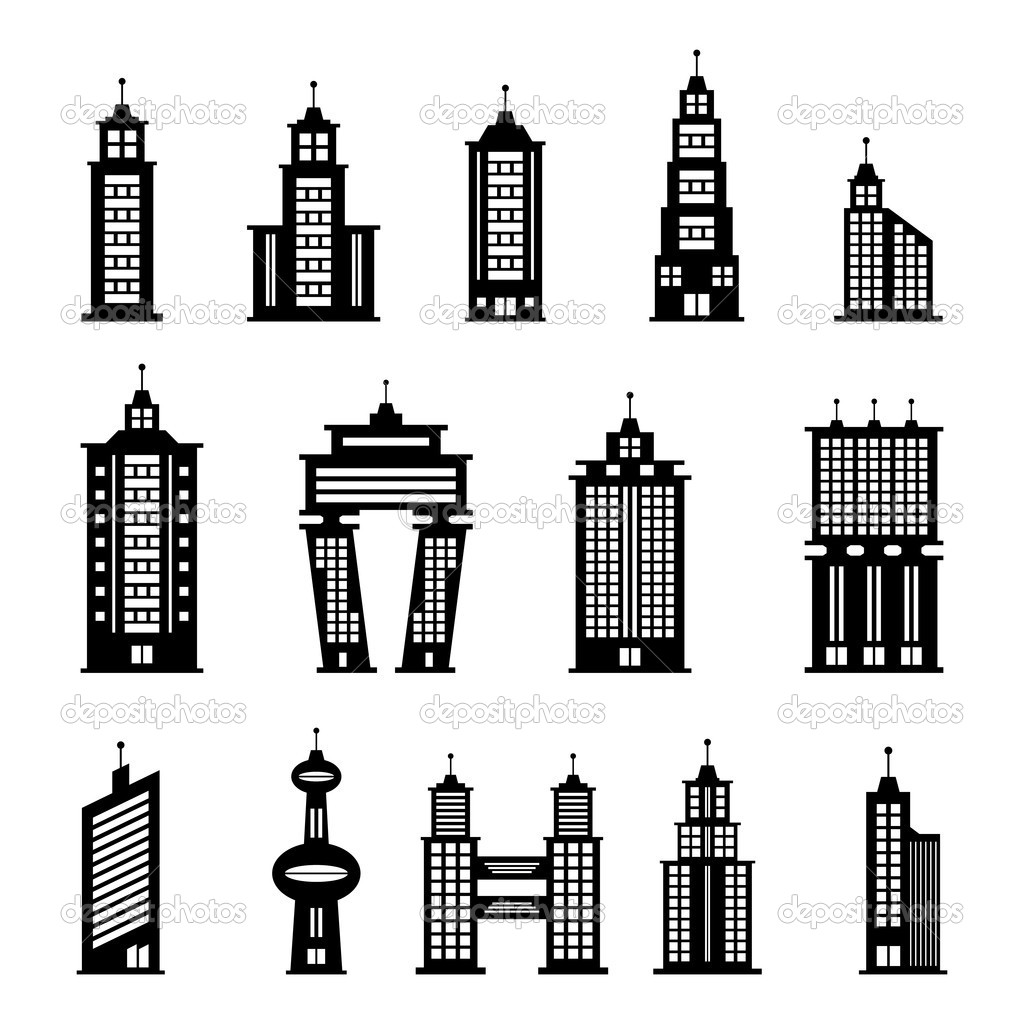 Building Clipart Black And White Building Black And White Set