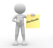 3d People  Man Person And Yellow Paper  Feedback   Clipart Graphic