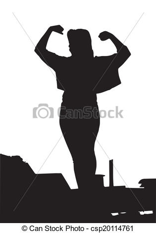 Strong Powerful Girl Showing Her Muscles Csp20114761   Search Clipart