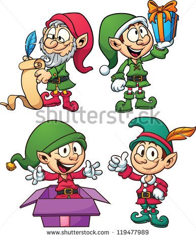 Christmas Elves  Vector Clip Art Illustration With Simple Gradients