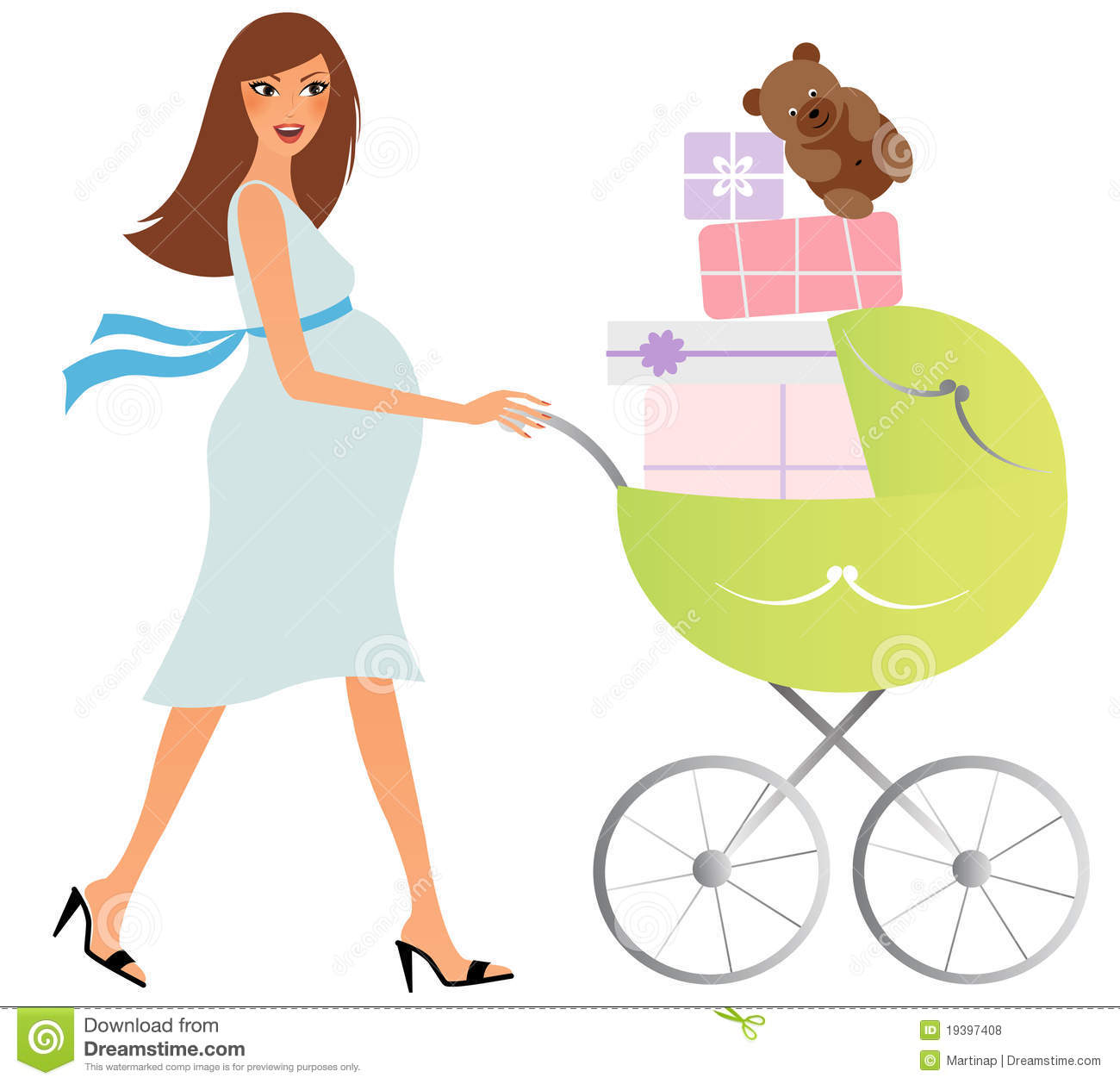 Happy Pregnant Woman With Carriage Royalty Free Stock Photos   Image