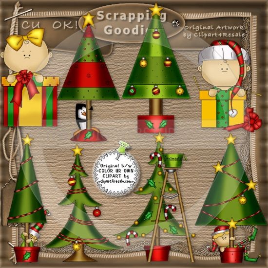Oh Christmas Tree 1   Whimsical Clip Art By Alice Smith