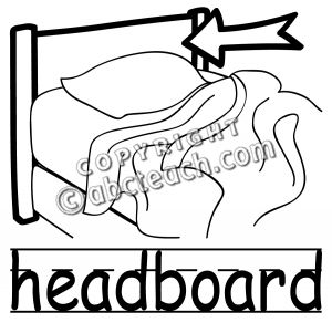 Clip Art  Basic Words  Headboard B W Labeled   Preview 1