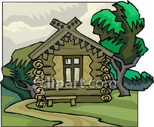 Rustic Log Cabin   Royalty Free Clipart Picture
