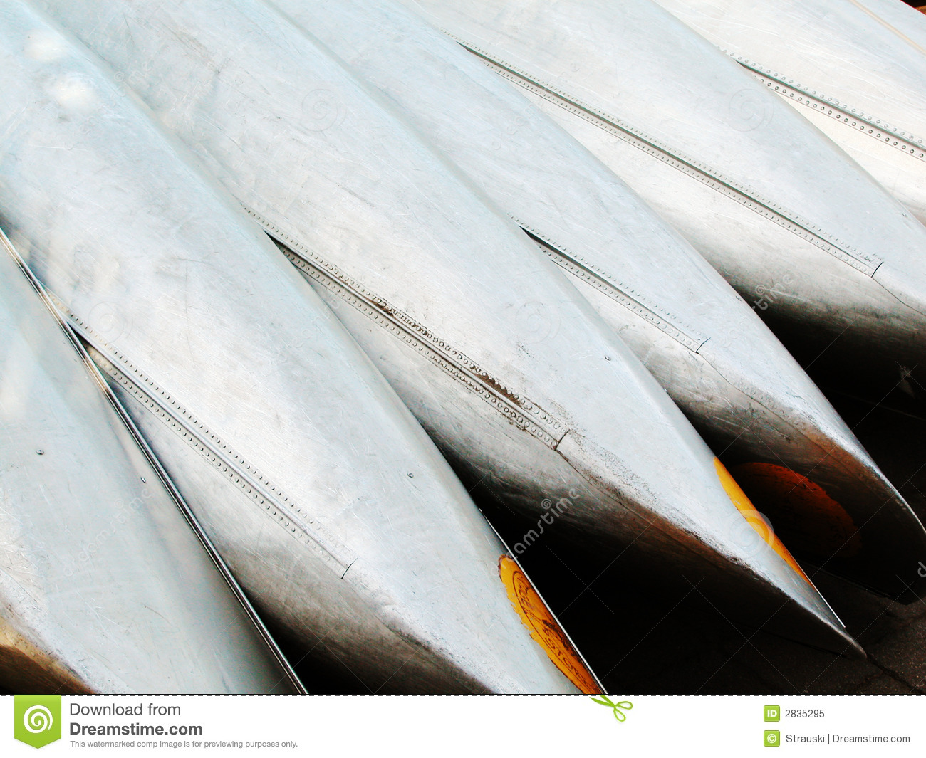 Aluminum Canoes Ready For Hire Royalty Free Stock Photo   Image