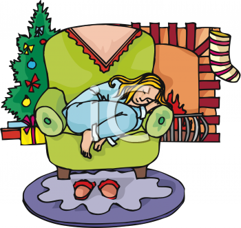 Asleep In A Chair On Christmas Eve   Royalty Free Clip Art Picture