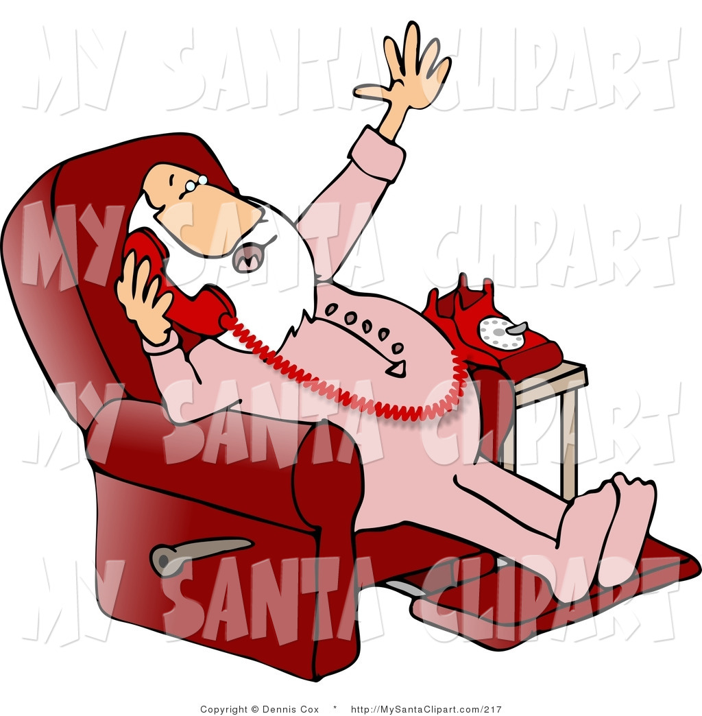 Larger Preview  Christmas Clip Art Of Santa Talking On A Phone While