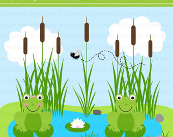 Instant Download   Froggie Pond Clip Art Set   Personal And Commercial