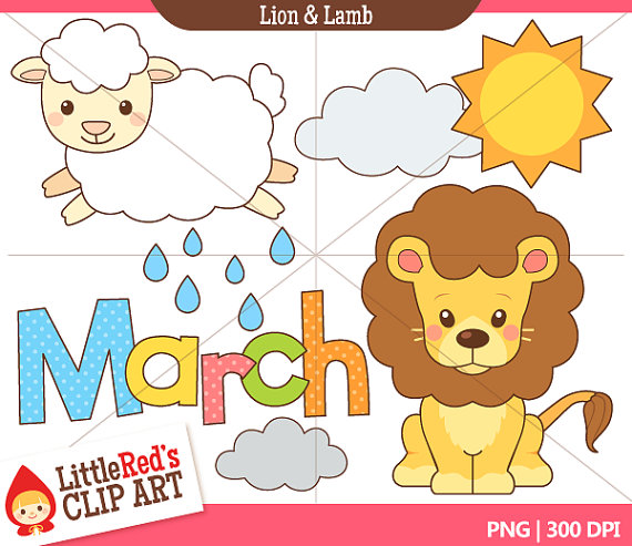 Lion And Lamb March Clip Art And Digital Stamps   Personal And