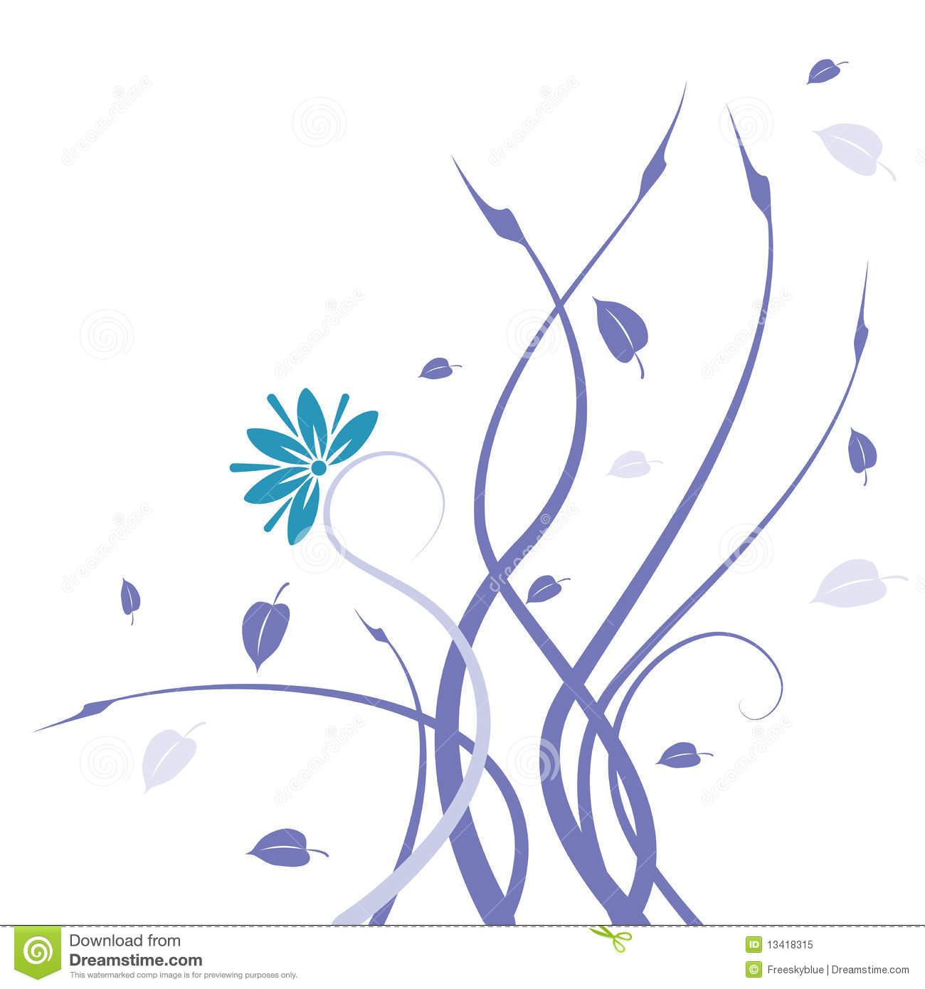 Blue Wild Flower And Vines Pattern Royalty Free Stock Photo   Image