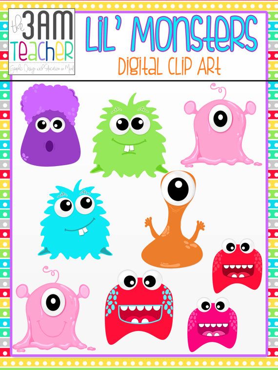 Lil  Monsters Clip Art   Graphics Set By The3amteacher On Etsy  4 00