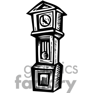 Royalty Free Black White Grandfather Clock Clipart Image Picture Art