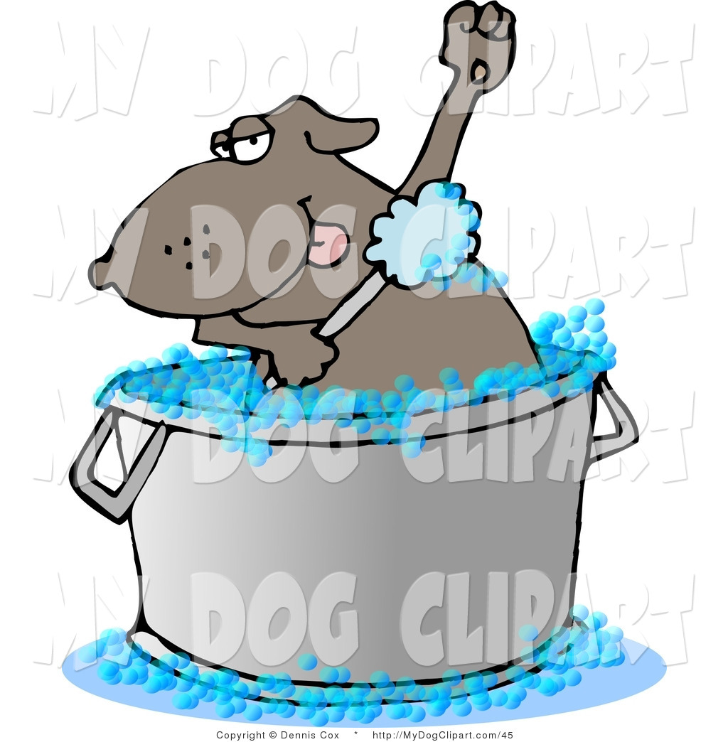 Clip Art Of A Brown Dog In A Wash Tub By Dennis Cox 45 Jpg