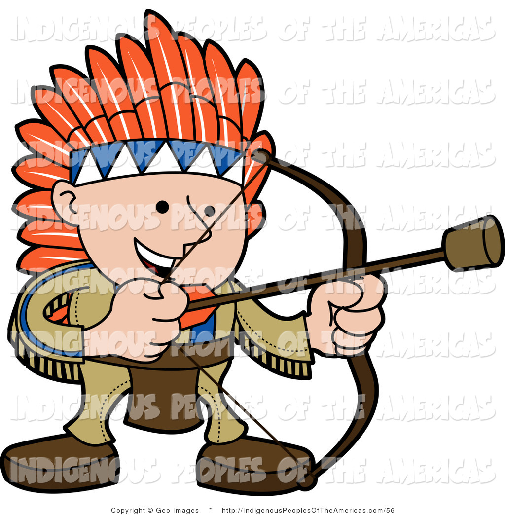 Clipart Of A Happy Native American Indian Man Shooting A Cork Arrow By