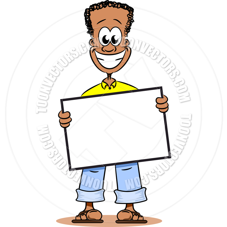 Cartoon African American Youth With Notice Board By Mistac   Toon