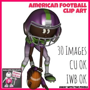 American Football Sport Action Clip Art Set   32 Clipart Images