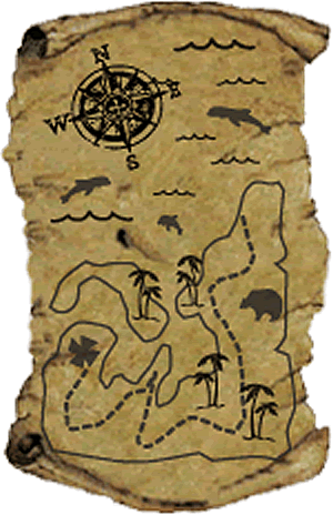 Treasure Island Pirate Map Clip Art Graphic Rustic Parchment Map Of