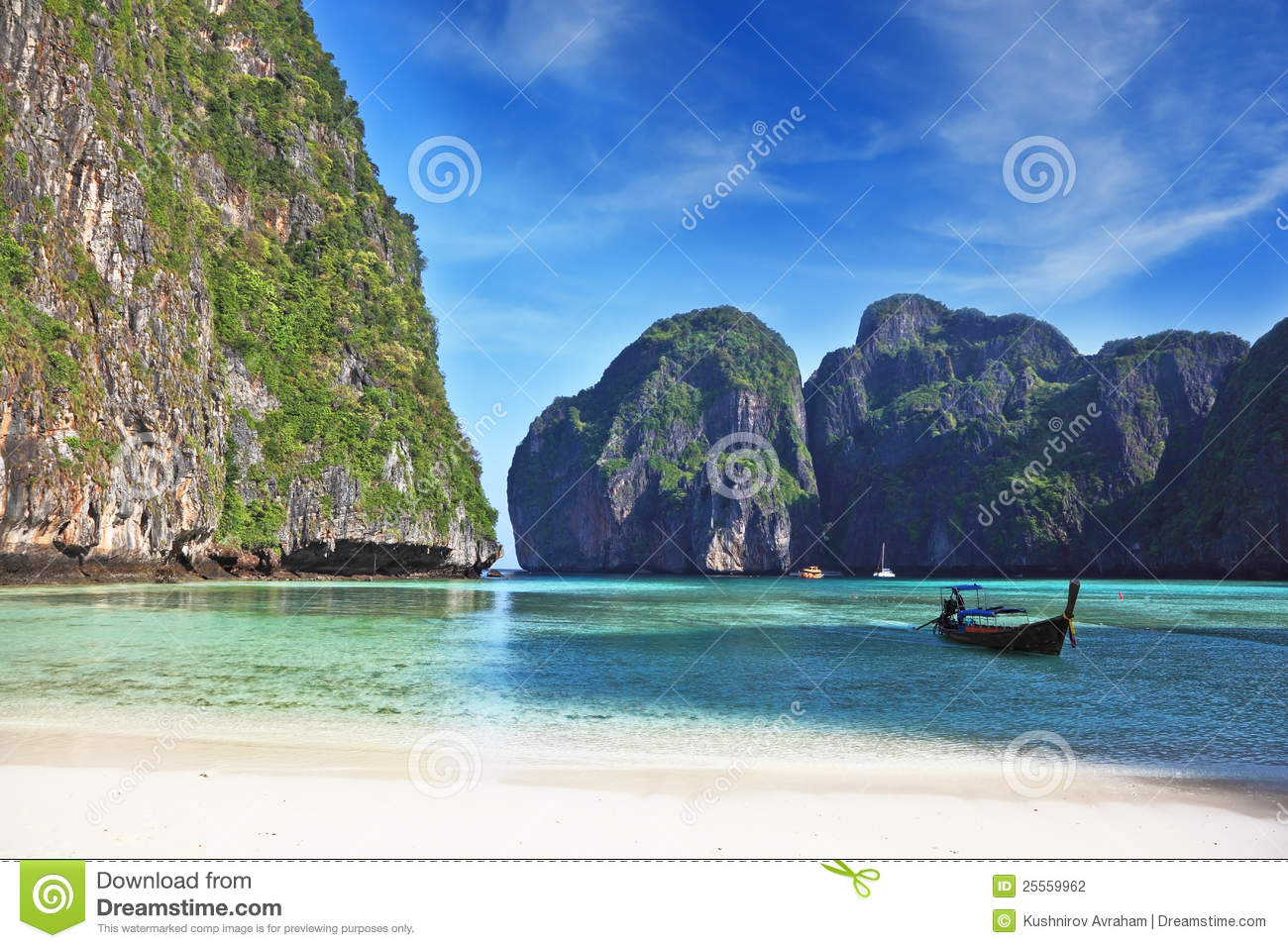 Cove Off The Coast Of Thailand  Emerald Water Lapping At The Cliffs