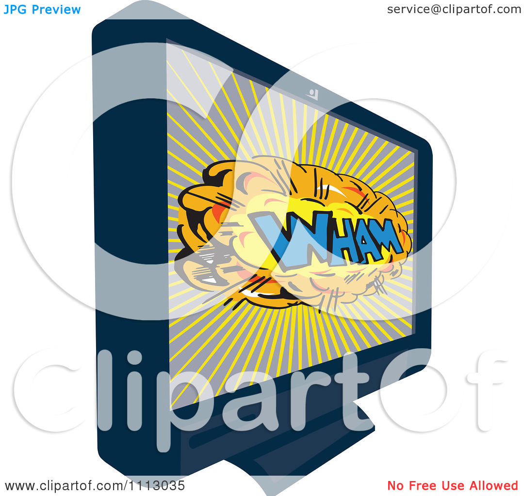 Clipart Retro Lcd Television Screen With A Comic Wham Explosion