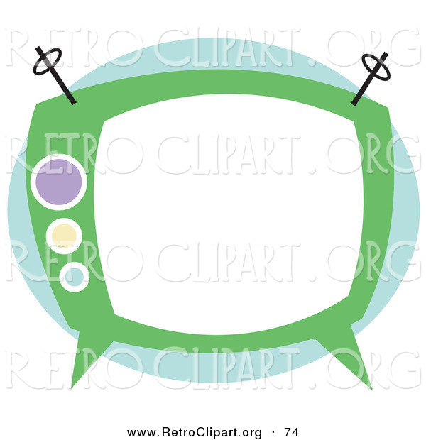 Retro Clipart Of An Old Fashioned Green Box Television On White By