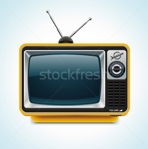 Vectoriel   Detailed Icon Representing Yellow Retro Tv With Antenna
