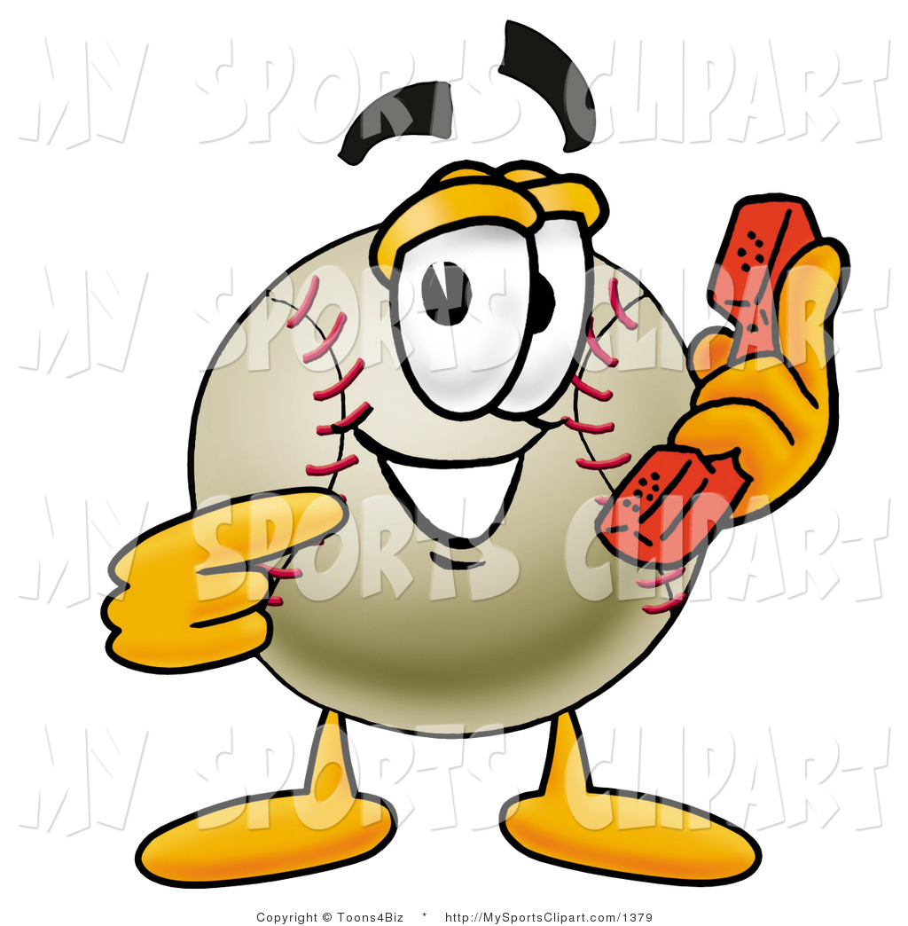 Sports Clip Art Of A Smiling Baseball Mascot Cartoon Character Holding