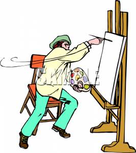 Man Painting A Picture   Royalty Free Clipart Picture