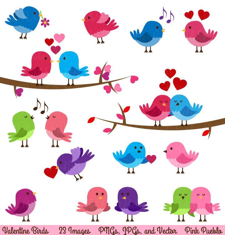 Valentine Birds Clipart Clip Art Love Birds By Pinkpueblo On Etsy