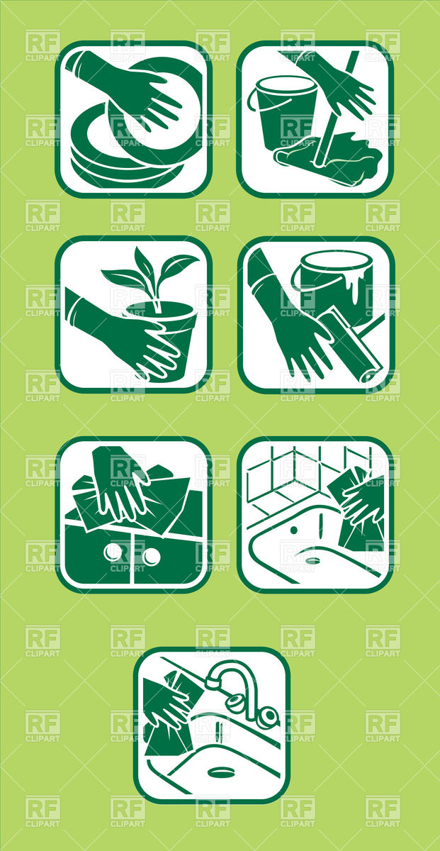 Household And Domestic Cleaning Icons Download Royalty Free Vector