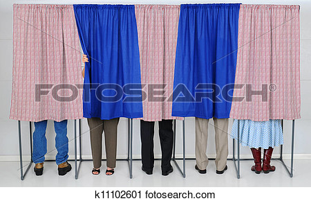 Clipart   People In Voting Booths  Fotosearch   Search Clip Art
