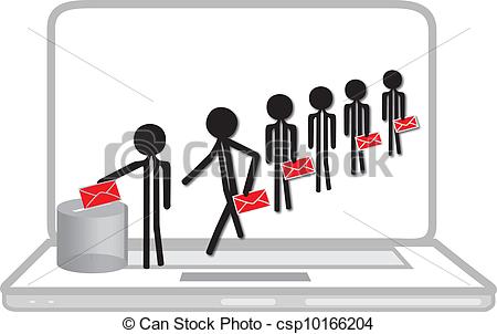 Vector Clipart Of People Voting On Laptop   People Voting On Internet