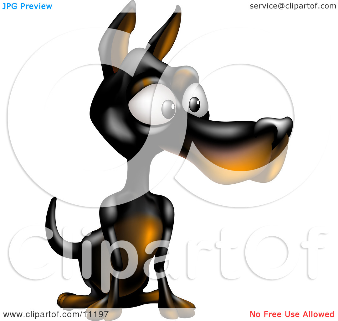 Calm Doberman Pinscher Puppy Dog Sitting Clipart Illustration By Geo