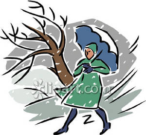 Person Under An Umbrella In The Snow   Royalty Free Clipart Picture