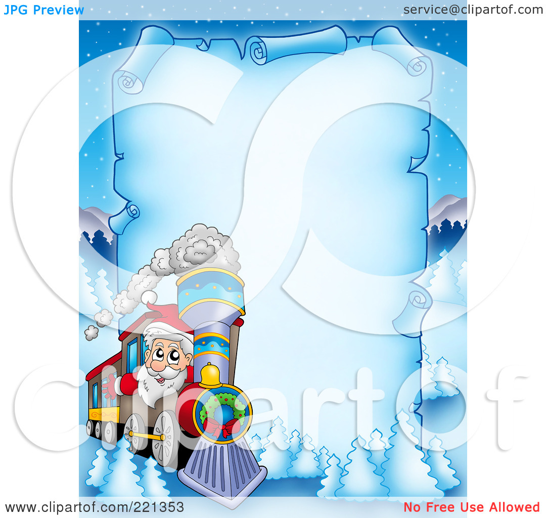 Royalty Free  Rf  Clipart Illustration Of Santa Driving A Train By A