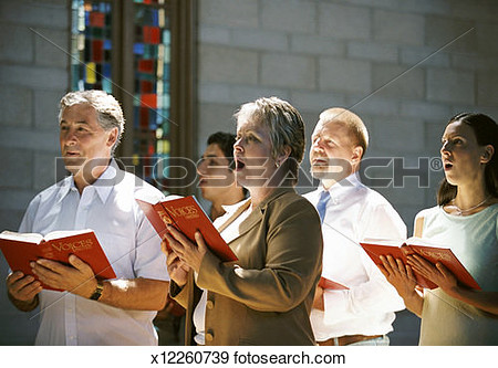 Hymn Books And Singing In A Church Congregation View Large Photo Image