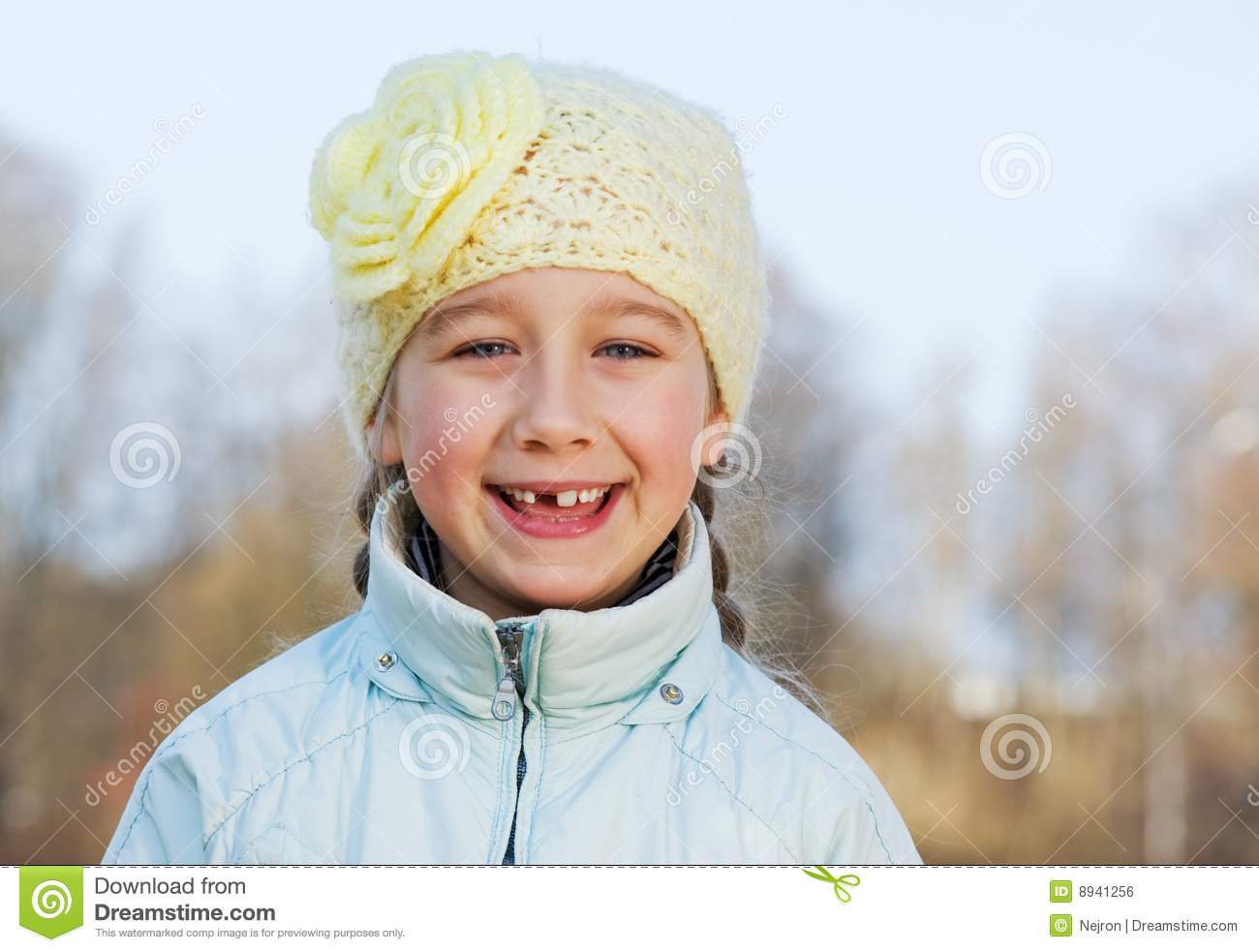 Happy Toothless Girl Outdoors Royalty Free Stock Image   Image