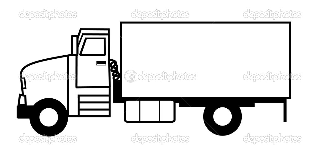 Moving Truck Clipart Black And White Black And White Illustrated