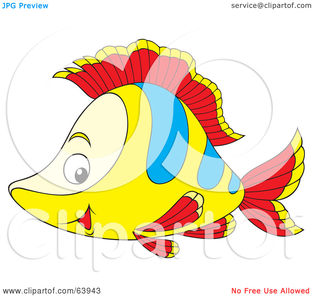 Free  Rf  Clipart Illustration Of A Happy Yellow Red And Blue Fish