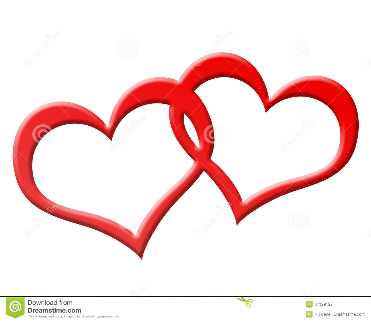Two Red Hearts Joined Together Royalty Free Stock Photography   Image