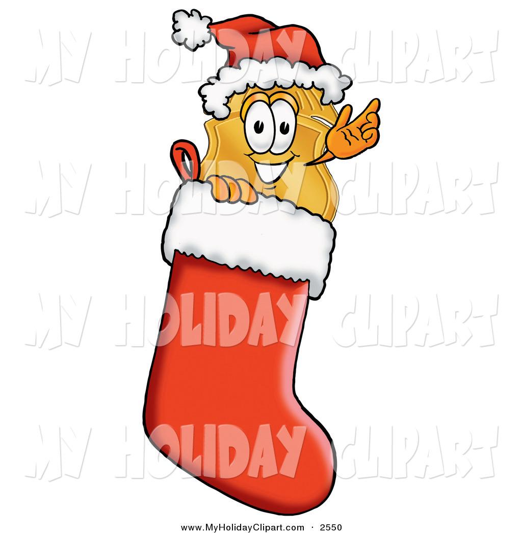 Cartoon Character Wearing A Santa Hat Inside A Red Christmas Stocking