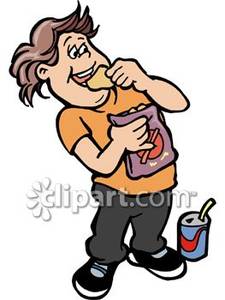 Boy Eating Junk Food   Royalty Free Clipart Picture