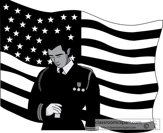 And White Clipart  Soldier Flag Veterans Day Bw   Classroom Clipart