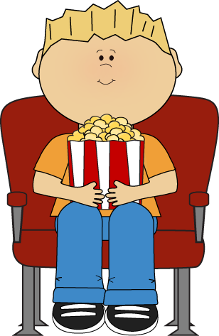Watching Movie With Popcorn Clip Art Image   Boy In A Theater Watching